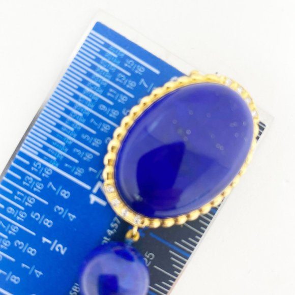 603 Vintage Lapis Lazuli Necklace, With A Lapis, Gold And Rhinestone Clasp - Picture 10 of 10